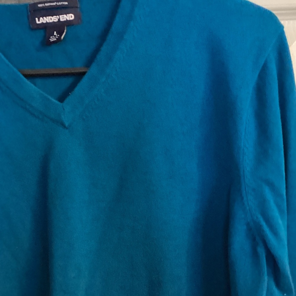 Lands' End Teal Mens Sweater - Picture 2 of 6
